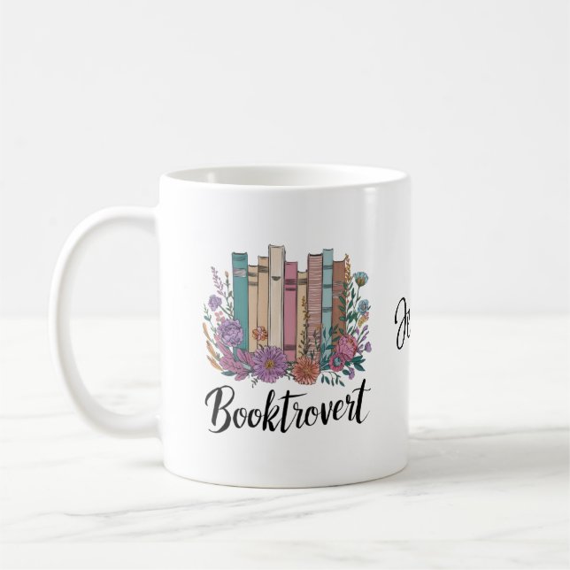 Booktrovert Anpassningsbar Bok-Älskare Watercolor  Kaffemugg (Vänster)
