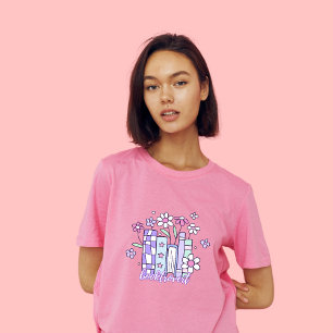 Booktrovert Blommigt T-Shirt - Cute Pastel Bok Kär