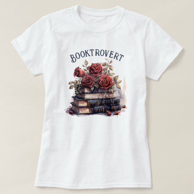 Booktrovert, Bok Älskare T Shirt (Design framsida)