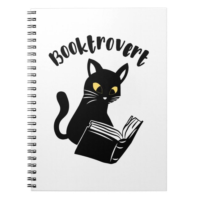 Booktrovert cat med bok anteckningsbok (Framsidan)