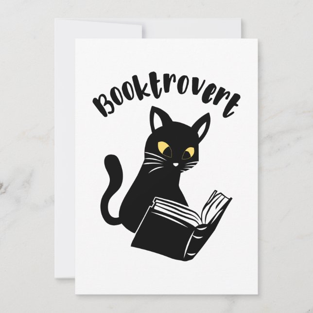 Booktrovert cat med bok inbjudningar (Framsida)