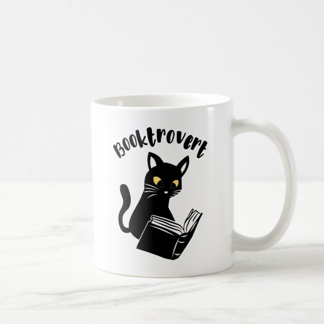 Booktrovert cat med bok kaffemugg (Höger)