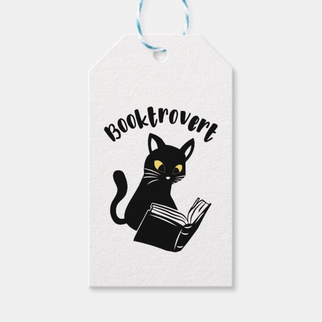 Booktrovert cat med bok presentetikett (Framsidan)
