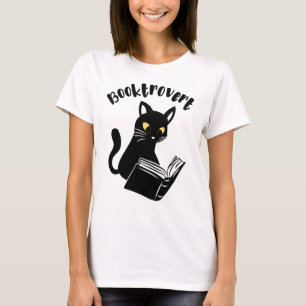 Booktrovert cat med bok t shirt