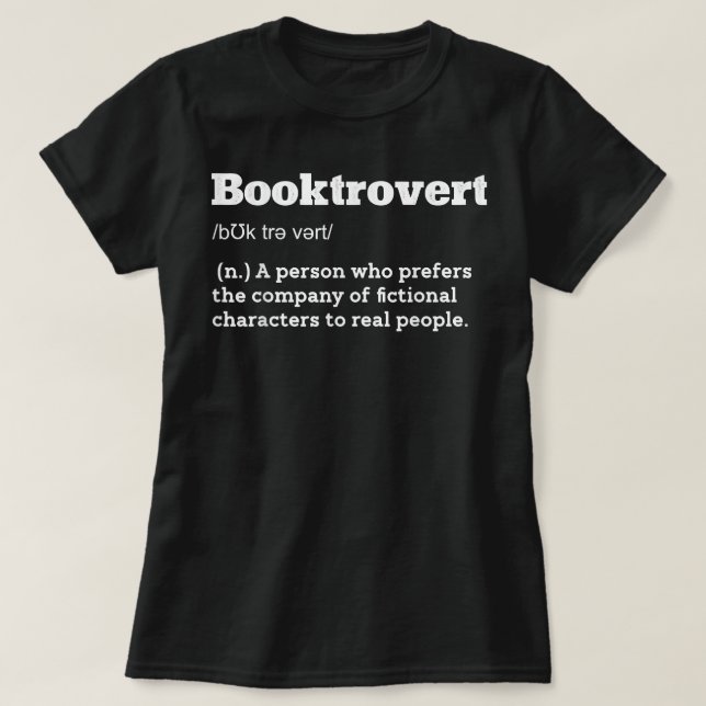 Booktrovert Definition funny Bok Älskare Betydelse T Shirt (Design framsida)