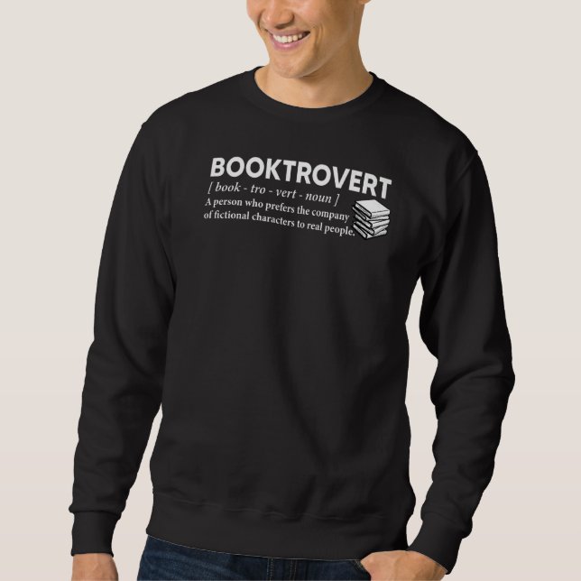 Booktrovert Definition Librarian Meme Bok Lång Ärmad Tröja (Framsida)