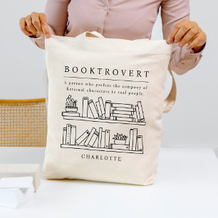 Booktrovert Editable Färg Bok Älskare Tote Bag Tygkasse