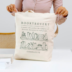 Booktrovert Editable Färg Bok Älskare Tote Bag Tygkasse