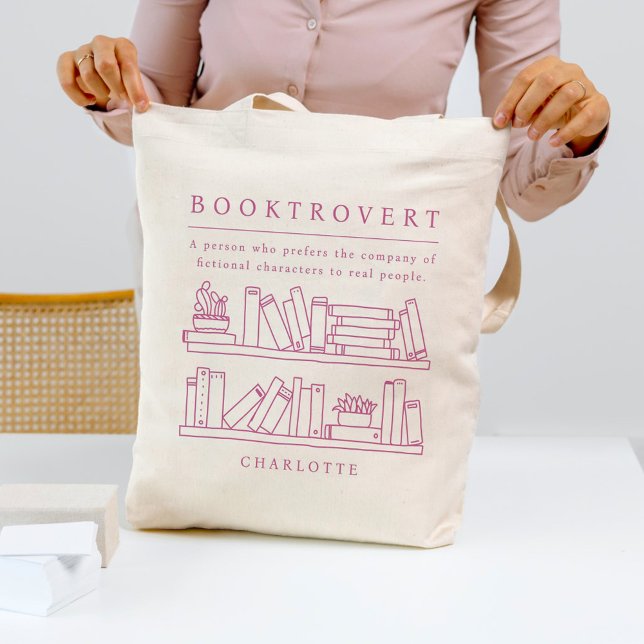 Booktrovert Editable Färg Bok Älskare Tote Bag Tygkasse (Skapare uppladdad)