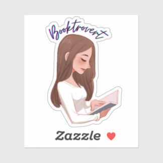 Booktrovert-flickans klassiska klistermärke klistermärken