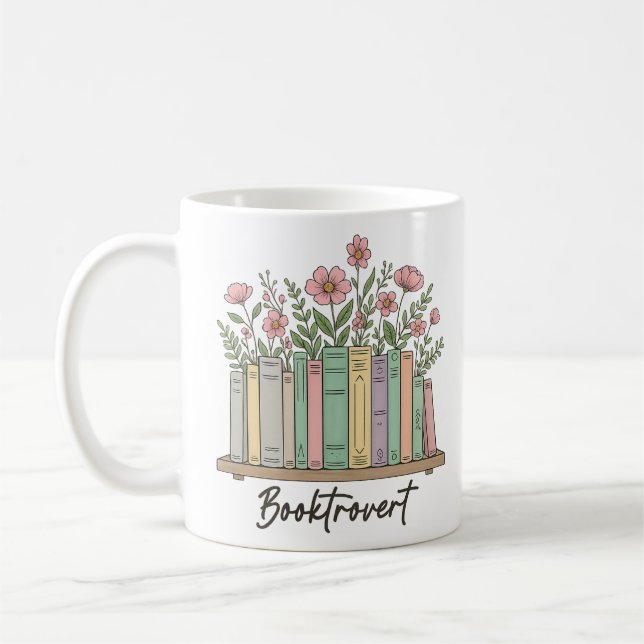Booktrovert - Mysigt Introvert Reading Älskare Gif Kaffemugg (Vänster)
