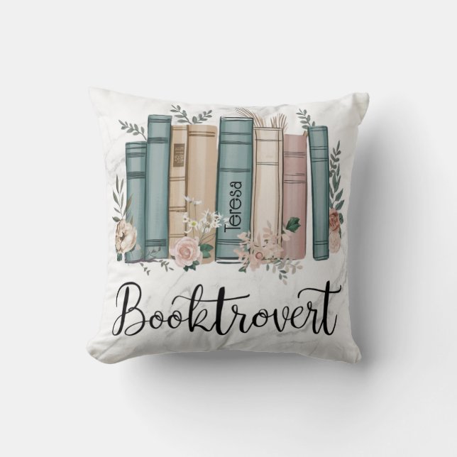 Booktrovert personlig vattencolor bokar på hyllan kudde (Framsida)