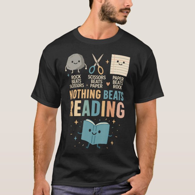 Booktrovert Shirt Nothing Beat Reading Rock Paper  T Shirt (Framsida)
