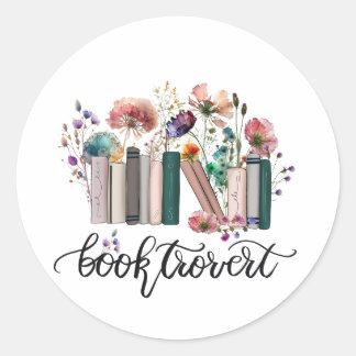 Booktrovert wildblommor runt klistermärke