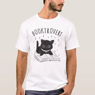 Booktrovertkatt med bok och stjärnor t shirt
