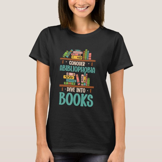 Bookworm Abiblifobi Bok Älskare T Shirt (Framsida)