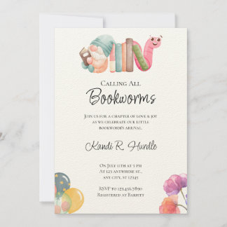 Bookworm Baby Shower-inbjudningar Inbjudningar