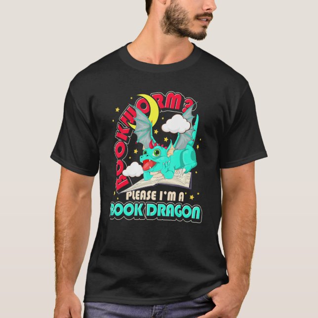 Bookworm Bibrarian Bok Reading Bok Dragon 2 T Shirt (Framsida)