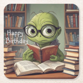 Bookworm Birthday Underlägg Papper Kvadrat