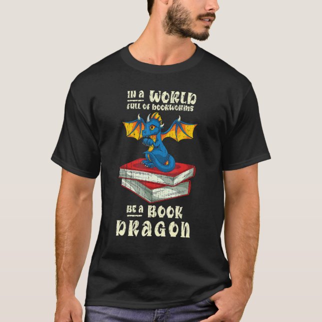 Bookworm Bok Nerd Reading Fantasy Animal Bok Dra T Shirt (Framsida)