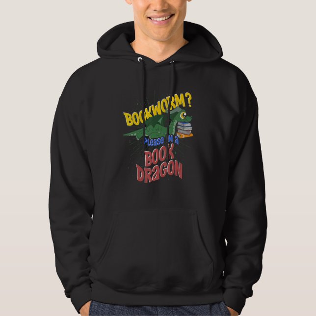 Bookworm Bok Reading Mythical Creature Cute Bok Hoodie (Framsida)