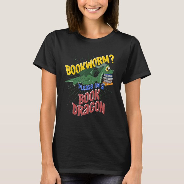 Bookworm Bok Reading Mythical Creature Cute Bok T Shirt (Framsida)