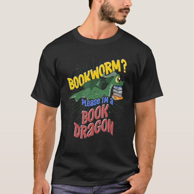 Bookworm Bok Reading Mythical Creature Cute Bok T Shirt (Framsida)