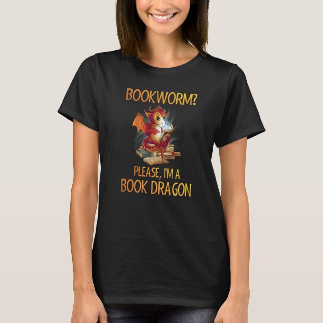 Bookworm Book Dragon Literature Reading Books  Fan T Shirt (Framsida)