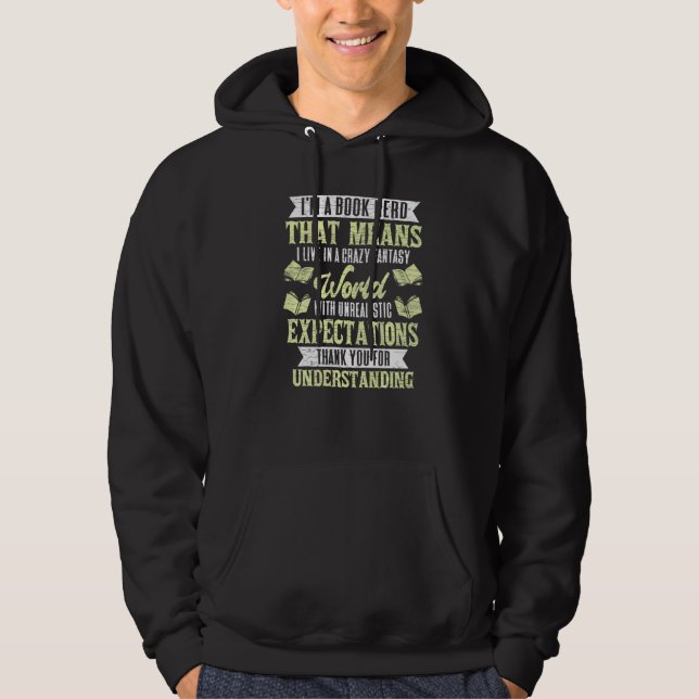 Bookworm Bookish Bok Nerd Hoodie (Framsida)