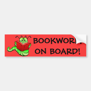 Bookworm Bumper Sticker Bildekal