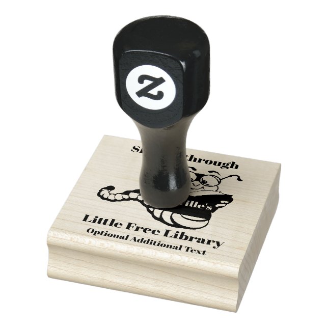 Bookworm Design Wooden Frimärke Stämpel (Stämpel)