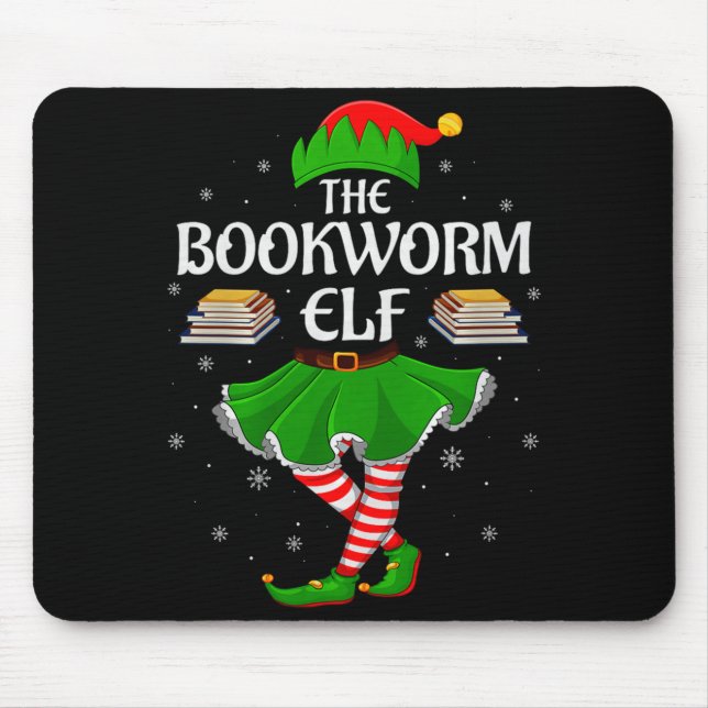 Bookworm Elf Christmas Family Girls Women Elf Squa Musmatta (Framsidan)