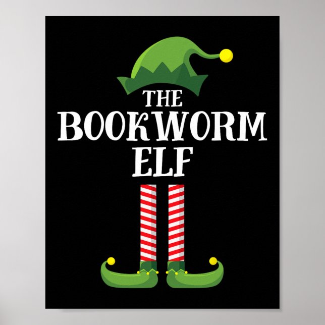 Bookworm Elf Matching Family Group Christmas Party Poster (Framsidan)