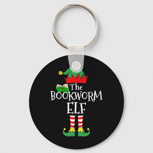 Bookworm Elf Matching Family Group jul Party Nyckelring (Framsida)