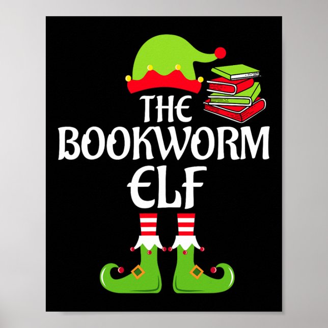 Bookworm Elf Matching Family Group jul Party Poster (Framsidan)