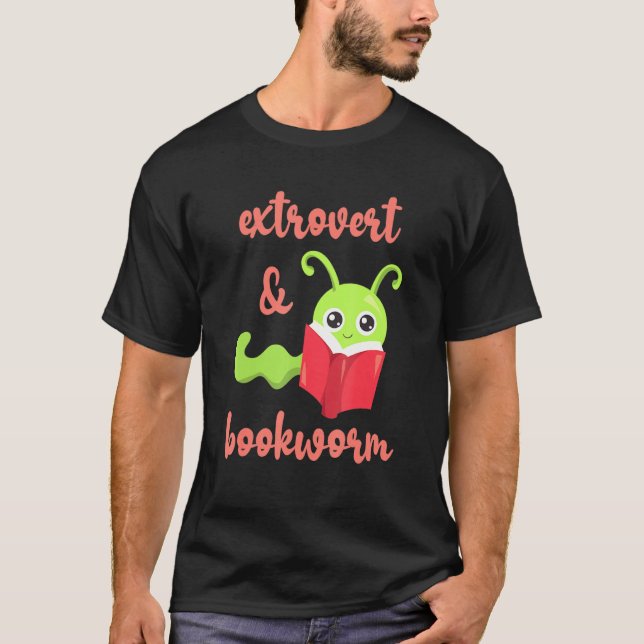 Bookworm Extrovert - Roligt Bok Reading 2 T Shirt (Framsida)