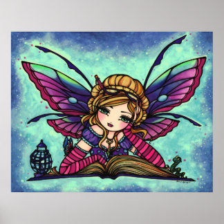 Bookworm Fairy Bibliotek Fantasy Art av Hannah Lyn Poster