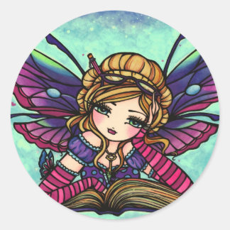 Bookworm Fairy Bibliotek Fantasy Art Stickers Runt Klistermärke