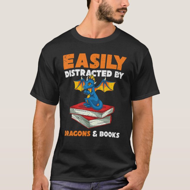 Bookworm Fantasy Animal Reading Bok Dragon T Shirt (Framsida)
