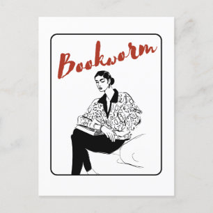 Bookworm-flicka Vykort