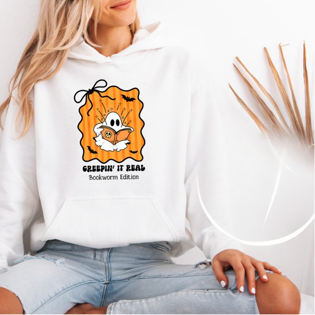 Bookworm Ghost Reading Bow Creepin’ it Real T Shirt (Skapare uppladdad)