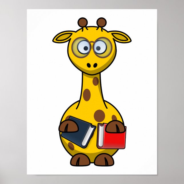 Bookworm Giraffe Art Poster (Framsidan)