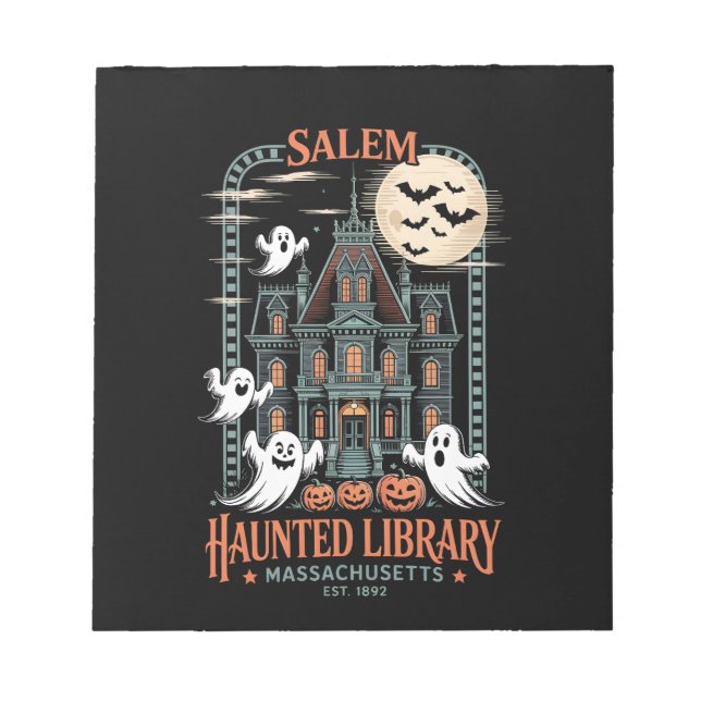 Bookworm Halloween Shirt Haunted Library Anteckningsblock (Framsida)