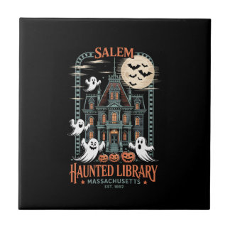 Bookworm Halloween Shirt Haunted Library Kakelplatta