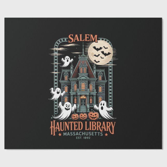 Bookworm Halloween Shirt Haunted Library Presentpapper (Platt)
