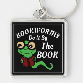 Bookworm Humor Fyrkantig Silverfärgad Nyckelring