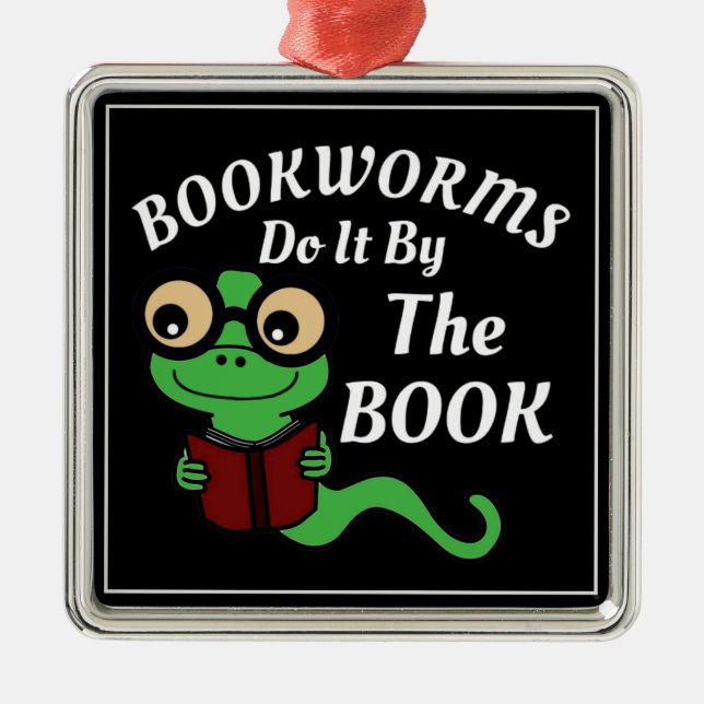 Bookworm Humor Julgransprydnad Metall (Framsidan)