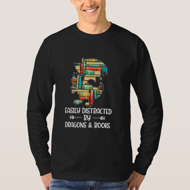 Bookworm Idea Animal Reader Bok Dragon T Shirt (Framsida)