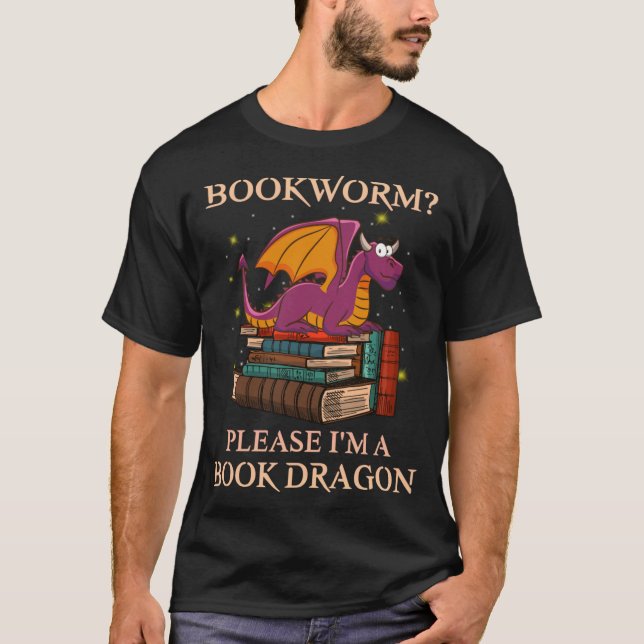Bookworm Im a Bok Dragon Funny Dragon Read T Shirt (Framsida)