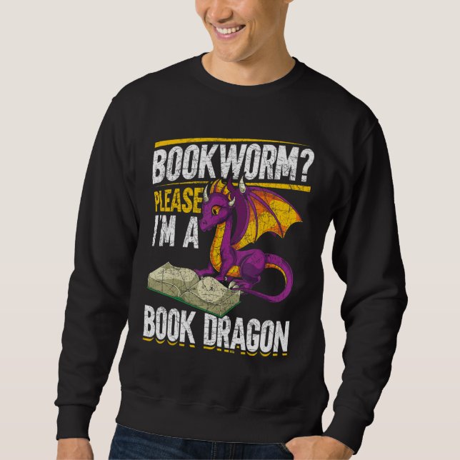 Bookworm Im A Bok Dragon Reading Bok Drag Lång Ärmad Tröja (Framsida)